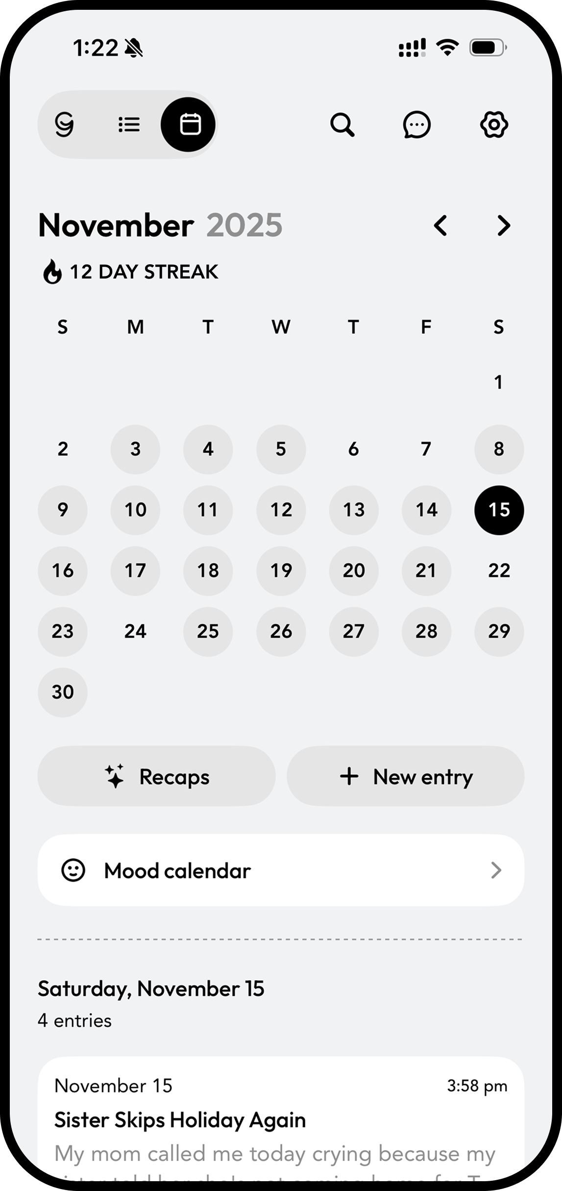 Glimpse calendar view