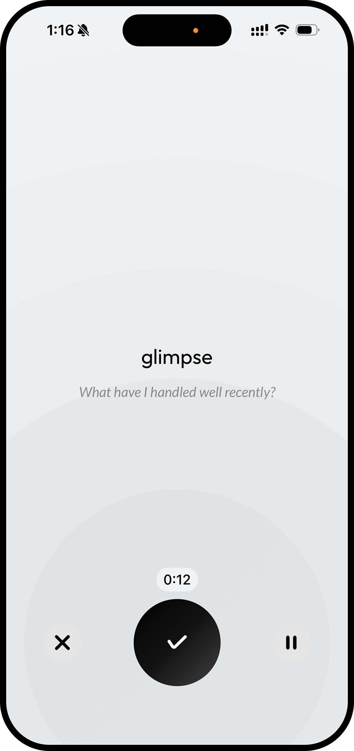 Recording a voice entry in Glimpse
